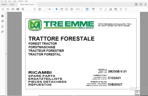 Merlo Forest Tractor 3M350B-V.01 Parts Manual SAV C102A01 - PDF