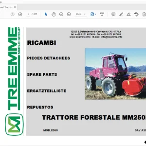 Merlo Forest Tractor MM250B Parts Manual SAV A309101 - PDF
