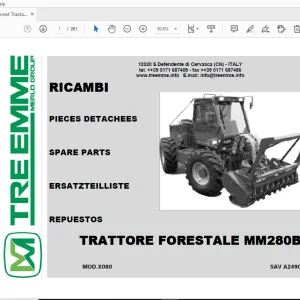 Merlo Forest Tractor MM280B Parts Manual SAV A249001 - PDF