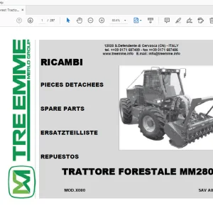Merlo Forest Tractor MM280B Parts Manual SAV A847101 - PDF
