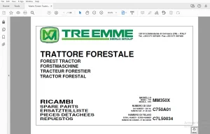 Merlo Forest Tractor MM350X Parts Manual SAV C7L50034 - PDF