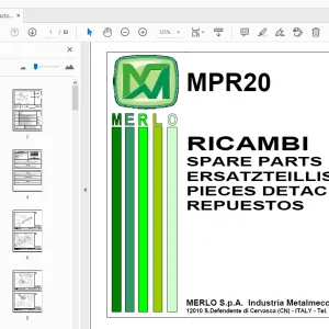 Merlo Forest Tractor MPR20 Parts Manual SAV B750581 - PDF DOWNLOAD