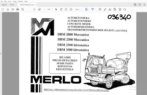 Merlo DBM 2000 2500 Meccanica, 2500 3500 Idrostatica Parts Manual - PDF