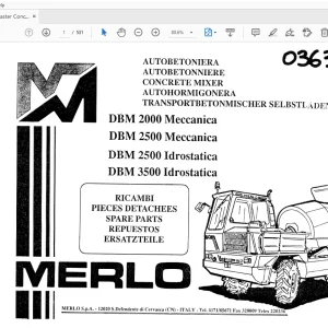 Merlo DBM 2000 2500 Meccanica, 2500 3500 Idrostatica Parts Manual - PDF