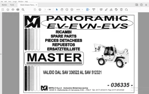 Merlo Master Panoramic EV-EVN-EVS 336522-512321 Parts Manual 036335 - PDF