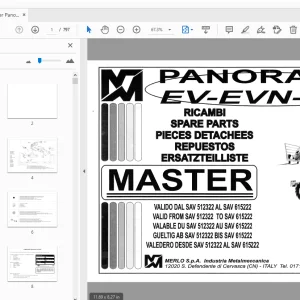 Merlo Master Panoramic EV-EVN-EVS 512322-615222 Parts Manual - PDF