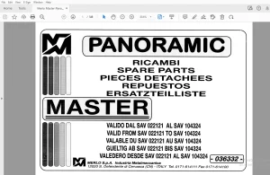 Merlo Master Panoramic XS 022121-104324 Parts Manual 036332 - PDF