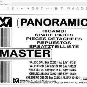Merlo Master Panoramic XS 022121-104324 Parts Manual 036332 - PDF