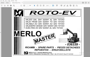 Merlo Master Roto EV 520541-707343 Parts Manual 036339 - PDF