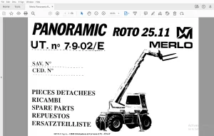 Merlo Panoramic Roto P25.11 UT 7.9.02_E Parts Manual - PDF