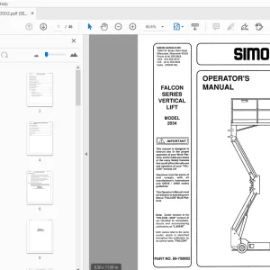 SIMON 2034 FALCON SERIES VERTICAL LIFT OPERATOR'S MANUAL - PDF