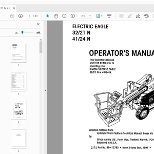 SIMON 32/21 N 41/24 N ELECTRIC EAGLE OPERATOR'S MANUAL - PDF