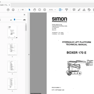 SIMON BOXER 170 E HYDRAULIC LIFT PLATFORM TECHNICAL MANUAL 89-413788 - PDF