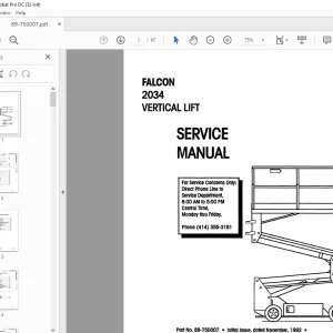 SIMON FALCON 2034 VERTICAL LIFT SERVICE MANUAL - PDF DOWNLOAD