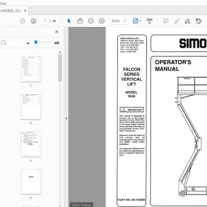 SIMON MODEL 2548 FALCON SERIES VERTICAL LIFT OPERATOR'S MANUAL - PDF