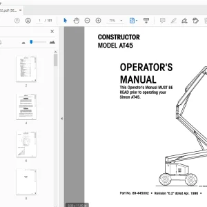 SIMON MODEL AT45 CONSTRUCTOR OPERATOR'S MANUAL 89-445002 - PDF