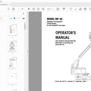 SIMON MP 40 FULL HYDRAULIC OPERATOR'S MANUAL 89-140102 - PDF