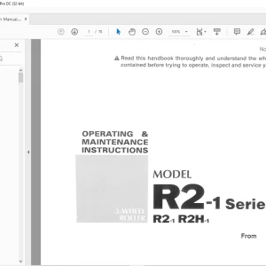 Sakai 3-Wheel Roller R2-1 Series R2-1 R2H-1 Operating & Maintenance Manual
