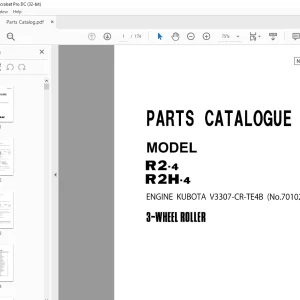 Sakai 3-Wheel Roller R2·4 R2H-4 ENGINE KUBOTA V3307-CR-TE4B Parts Catalogue Manual