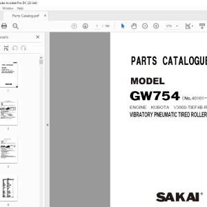 Sakai GW754 ENGINE KUBOTA V3800-TIEF4B-RRSH-1 VIBRATORY PNEUMATIC TIRED ROLLER Parts Catalog Manual - PDF DOWNLOAD