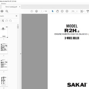 Sakai R2H-2 ENGINE KUBOTA V3307-DI 3-WHEEL Roller Parts Manual  - PDF DOWNLOAD