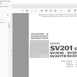 Sakai SV201 Series SV201D SV201T SV201TB SV201TF Operation Manual