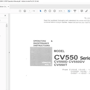 Sakai Soil Roller CV550 Series CV550D CV550DV CV550T Operation Manual