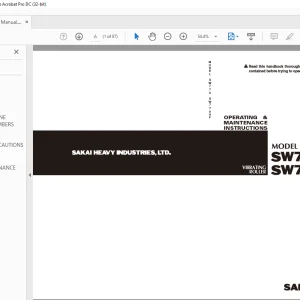 Sakai VIBRATING Roller SW770 SW770HF OPERATING & MAINTENANCE Manual