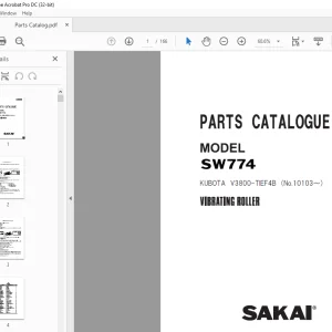 Sakai VIBRATING Roller SW774 Kubota V3800-TIEF4B Parts Manual - PDF DOWNLOAD