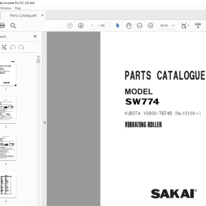 Sakai VIBRATING Roller SW774 Kubota V3800-TIEF4B Parts Manual PDF