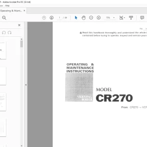 Sakai Vibrating Roller CR270 Operating & Maintenance Manual PDF