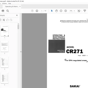 Sakai Vibrating Roller CR271 Operating & Maintenance Manual PDF