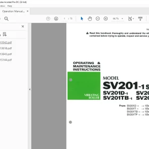 Sakai Vibrating Roller SV201-1 Series SV201D-1 SV201T-1 SV201TB-1 SV201TF-1 OPERATING & MAINTENANCE Manual