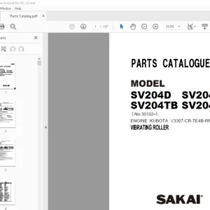 Sakai Vibrating Roller SV204D SV204T SV204TB SV204TF Parts Manual PDF