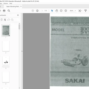 Sakai SV91 SV91A Vibrating Roller Operation Manual - PDF DOWNLOAD