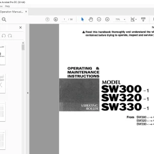 Sakai Vibrating Roller SW300-1 SW320-1 SW330-1 OPERATING & MAINTENANCE Manual