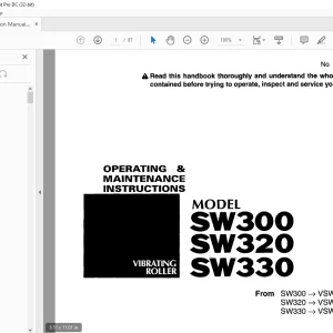 Sakai Vibrating Roller SW300 SW320 SW330 Operating Maintenance Manual