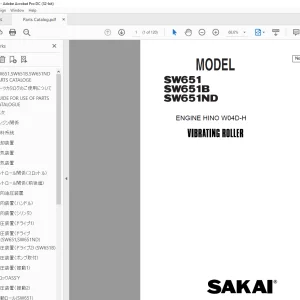 Sakai Vibrating Roller SW651 SW651B SW651ND ENGINE HINO W04D-H OPERATING & MAINTENANCE MANUAL - PDF DOWNLOAD