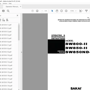 Sakai Vibrating Roller SW800-II SW850-II SW850-II OPERATING & MAINTENANCE Manual - PDF DOWNLOAD