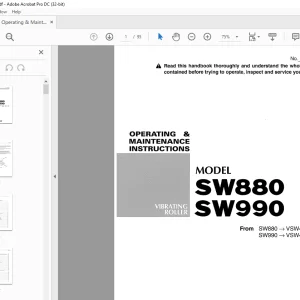 Sakai Vibrating Roller SW880 SW990 OPERATING & MAINTENANCE MANUAL - PDF DOWNLOAD