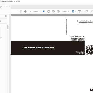 Sakai Vibrating Roller SW880 SW990 OPERATING & MAINTENANCE Manual-  PDF DOWNLOAD