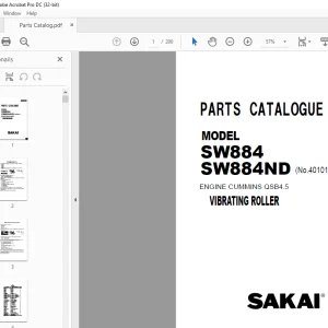 Sakai Vibrating Roller SW884 SW884ND ENGINE CUMMINS QSB4.5 PARTS CATALOGUE MANUAL