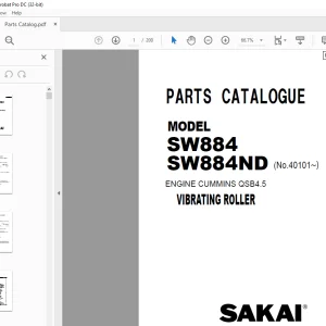 Sakai Vibrating Roller SW884 SW884ND ENGINE CUMMINS QSB4.5 PARTS MANUAL