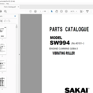 Sakai Vibrating Roller SW994 ENGINE CUMMINS QSB4.5 PARTS CATALOGUE Manual