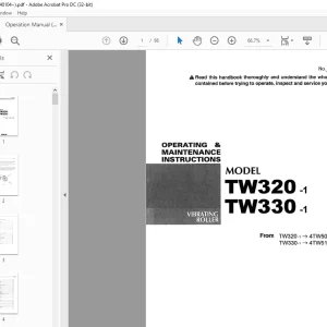 Sakai Vibrating Roller TW320-1 TW330-1 OPERATING & MAINTENANCE Manual PDF