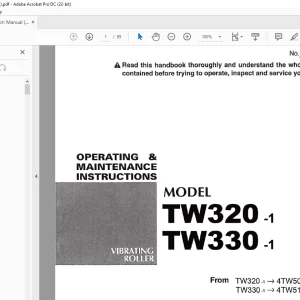 Sakai Vibrating Roller TW320-1 TW330-1 OPERATING & MAINTENANCE Manual