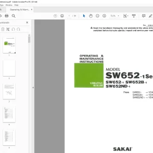 Sakai Vibrating Rolling SW652-1 Series SW652-1 SW652B-1 SW652ND-1 OPERATING & MAINTENANCE MANUAL - PDF DOWNLOAD