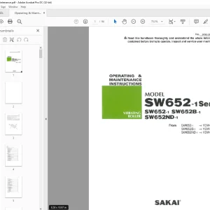 Sakai Vibrating Rolling SW652-1 Series SW652-1 SW652B-1 SW652ND-1 Operating & Maintenance Manual
