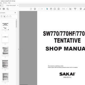Sakai Vibrating Rolling SW770/770HF/770ND TENTATIVE Shop Manual