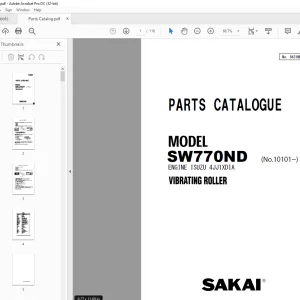 Sakai Vibrating Rolling SW770ND ENGINE ISUZU 4JJ1XDIA PARTS CATALOGUE Manual